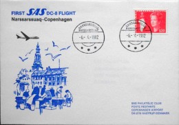First SAS DC-8  Flight  Narssarssuaq-Copenhagen 6-4-1982 ( Lot 4333 ) - Lettres & Documents