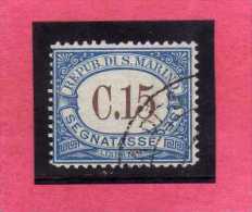 SAN MARINO 1939 SEGNATASSE DUE TASSE TAXE CENT. 15 TIMBRATO USED - Timbres-taxe