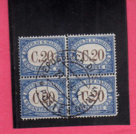 SAN MARINO 1939 SEGNATASSE DUE TASSE TAXE CENT. 20  QUARTINA USATA BLOCK USED - Timbres-taxe