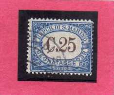 SAN MARINO 1939 SEGNATASSE DUE TASSE TAXE CENT. 25 TIMBRATO USED - Timbres-taxe