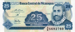 NICARAGUA 25 CENTAVOS BANKNOTE 1991 PICK NO.170 UNCIRCULATED UNC - Nicaragua