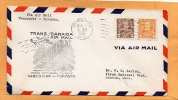 Vancouver Toronto 1939 Air Mail Cover - Erst- U. Sonderflugbriefe