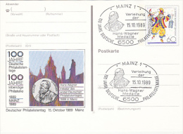 4377- PHILATELY DAY, HANS WAGNER, ARLEQUIN, POSTCARD STATIONERY, 1989, GERMANY - Bildpostkarten - Gebraucht