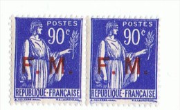 1939 - Franchise Militaire - Lot De 2 Timbres Poste Neufs Surchargés - 90 C - Yvert Et Tellier N ° 9 - Timbres De Franchise Militaire