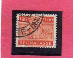 SAN MARINO 1945 SEGNATASSE DUE TASSE TAXE LIRE 1  (1,00) USATO USED - Timbres-taxe