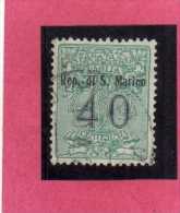 SAN MARINO 1924 SEGNATASSE VAGLIA DUE TASSE TAXE CENT. 40 TIMBRATO USED - Postage Due