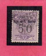 SAN MARINO 1924 SEGNATASSE VAGLIA DUE TASSE TAXE CENT. 50 TIMBRATO USED - Impuestos