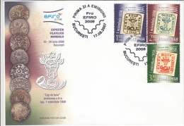 WORLD PHILATELIC EXHIBITION, COINS, COVER FDC, 2008, ROMANIA - FDC
