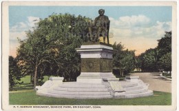 BRIDGEPORT CT - BARNUM MONUMENT - SEASIDE PARK -1920s Vintage Connecticut Postcard - BRONZE STATUE - Bridgeport