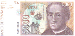 BILLETE ESPAÑA 5000 PESETAS 1992 CALIDAD  PLANCHA - [ 4] 1975-… : Juan Carlos I