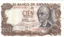 BILLETE ESPAÑA  - 100 PESETAS  1970 - [ 4] 1975-…: Juan Carlos I.