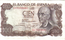 BILLETE ESPAÑA  - 100 PESETAS  1970 - [ 4] 1975-…: Juan Carlos I.