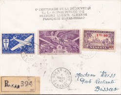 SENEGAL  LETTRE RECOMMANDEE POUR LA GUINEE BISSAU 1947  AIR FRANCE - Storia Postale