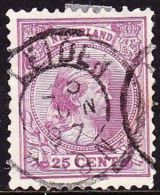 1891  Prinses Wilhelmina Hangend Haar 25 Cent Violet NVPH 42 - Usati
