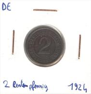 2 Rentenpfennig Allemagne / Germany 1924 A - 2 Rentenpfennig & 2 Reichspfennig