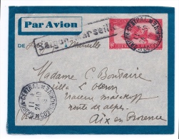 INDOCHINE - AEROGRAMME SAIGON POUR AIX EN PROVENCE 1936 AVEC TAMPON SAIGON - MARSEILLE - Poste Aérienne