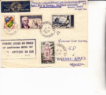 LETTRE PREMIERE LIAISON AERIENNE PAR QUADRIREACTEUR BOENG 707-PARIS - RIO DE JANEIRO SAO PAULO -8-9-1960 - Premiers Vols