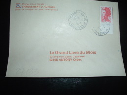 LETTRE TP LIBERTE DE GANDON 2,10F BORD DE FEUILLE OBL. 31-7-1985 LE MONASTIER LOZERE (48) DERNIER JOUR DE TARIF URGENT - 1982-1990 Libertà Di Gandon