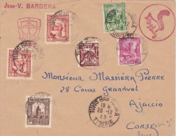 TUNISIE  LETTRE POUR LA CORSE 1945 - Storia Postale