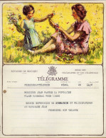 Télégramme Femme Enfant Fleurs - Telegrammen