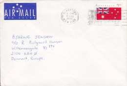 Australia Airmail Par Avion Label BLACKTOWN (N.S.W.) 1991 Cover To Denmark 1.20 $ Merchant Ships Flag Stamp - Covers & Documents