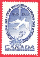 Canada #  354 - 5 Cents - Mint N/H - Dated  1955 - Dove / Colombe - Neufs