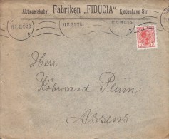 Denmark Aktieselskabet FABRIKEN "FIDUCIA", KJØBENHAVN (STR.) 1918 Cover Brief To ASSENS Arrival (2 Scans) - Covers & Documents