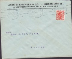 Denmark AAGE M. ERICHSEN & Co., Konservesfabriken "FREM", ROSKILDE 1919 Cover Brief To ASSENS Arrival (2 Scans) - Storia Postale