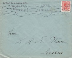 Denmark ANTON NIELSENS Eftf. P. Wolthers, ODENSE 1914 Cover Brief To ASSENS Arrival (2 Scans) - Briefe U. Dokumente