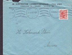 Denmark DE SAMVIRKENDE LANDBOFORENINGER I FYNS STIFT, ODENSE 1915 Cover Brief To ASSENS Arrival (2 Scans) - Storia Postale