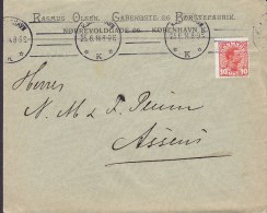 Denmark RASMUS OLSEN., Gadekoste & Børstefabrik, KJØBENHAVN (K.) 1914 Cover Brief To ASSENS Arrival (2 Scans) - Lettres & Documents