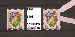 Variété De 1959 Neuf**  Y&T N° 1195  Couleur Décalé. - Unused Stamps