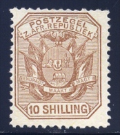 Transvaal 1895. 10sh Pale Chestnut. SACC 218(*), SG 212a(*). - Transvaal (1870-1909)