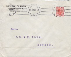 Denmark HENRIK CLASEN, KJØBENHAVN (K.) 1914 Cover Brief To ASSENS Arrival (2 Scans) - Lettres & Documents