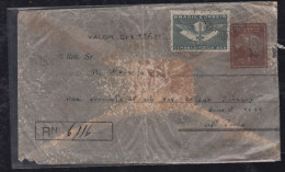 Brazil 1947 EV25 Envelopes Para Valores Uprated FLORIANAPOLIS To SAO PAULO - Postal Stationery