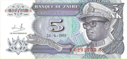 Zaire  Billete Valor 5 Nk 24-06-1993  S/C - Zaire