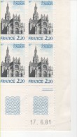 1981-  Primatiale St Jean Lyon   - Bloc De 4 X N°  2132 -  Coin Daté Du 17-6-1981 - 1980-1989