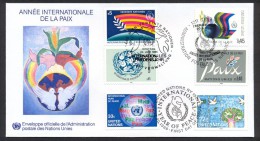 United Nations New York/Geneva/Vienna 1986 - FDC -  International Peace Year - Emissions Communes New York/Genève/Vienne