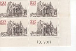 1981 - Notre Dame De Louvier -  Bloc De 4 X N°  2161 - Coin Daté 10-9-81 - 1980-1989