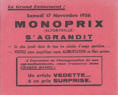 Buvard Monoprix Alfortville S'agrandit, Samedi 17 Novembre 1956 - M