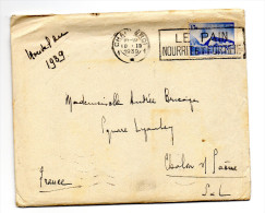 Enveloppe Charleroi 1939 Oblitération "LE PAIN NOURRIT ET FORTIFIE" - Autres & Non Classés