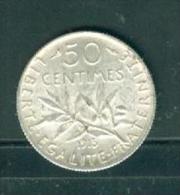 MONNAIE DE FRANCE DE 50 CENTIMES DE 1915 EN ARGENT  Aura10407 - 50 Centimes