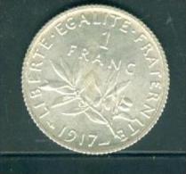 France 1 Francs Semeuse Argent Année 1917 Etat Tb Laura10408 - 1 Franc