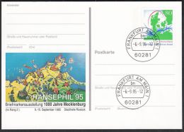 Germany 1995, Illustrated Postal Stationery "Philatelic Exhibition In Rostock" W./postmark "Frankfurt",  Ref.bbzg - Cartoline Illustrate - Usati