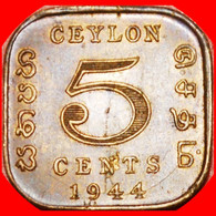 • WARTIME (1939-1945) * CEYLON ★ 5 CENTS 1944! GEORGE VI (1937-1952) LOW START! ★ NO RESERVE! - Sri Lanka (Ceylon)