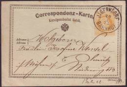 CZECHOSLOVAKIA - AUSTRIA - POST CARD - Böhmen - JAGERNDORF  BAHNHOF ( KRNOV )  To OLMUTZ - 1875 - Cartoline Postali