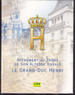 Luxembourg - 2000 Encart Avec Blocs 1er Jour "avènement Au Trone De Son Altesse Royale "le Grand Duc Henri" - Neufs