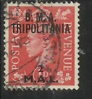 TRIPOLITANIA BMA 1948 B.M.A.2 M SU 1 P TIMBRATO USED OBLITERE' - Tripolitania