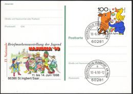 Germany 1998, Illustrated Postal Stationery "Philatelic Exhibition In St.Ingbert" W./postmark "Frankfurt", Ref.bbzg - Cartes Postales Illustrées - Oblitérées