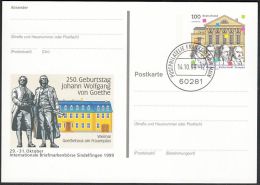 Germany 1999, Illustrated Postal Stationery "Johann Wolfgang Von Goethe" W./postmark "Frankfurt", Ref.bbzg - Cartes Postales Illustrées - Oblitérées